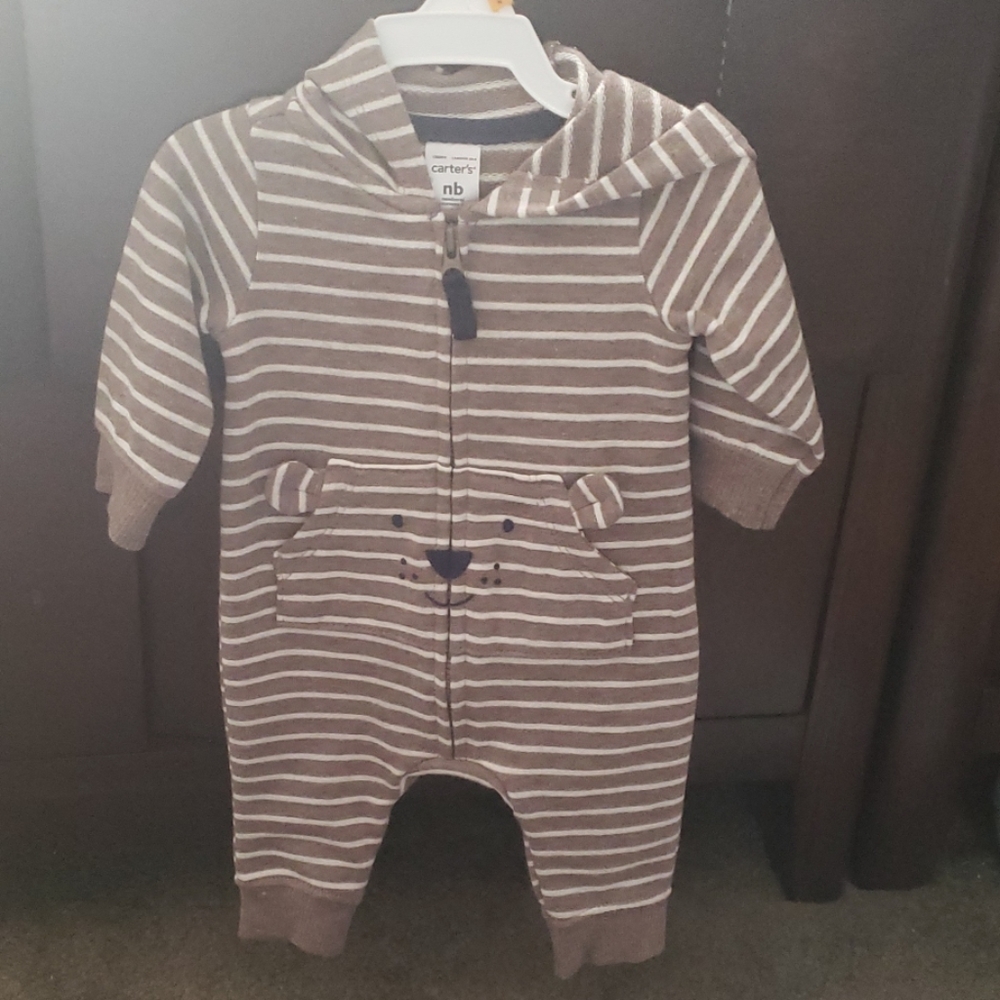 Carter's Baby Boy Striped Hooded Full-Zip Jumpsuit